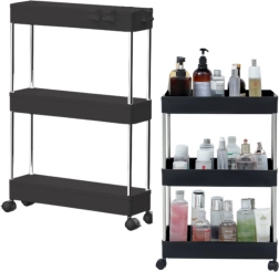 Κινητή βιβλιοθήκη με 3 ράφια σε ροδάκια – μαύρο