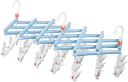 Πτυσσόμενη κρεμάστρα στεγνώματος ρούχων με μανταλάκια, 29 κλιπ, ανοιχτό μπλε