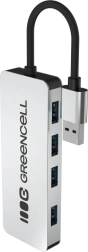 USB hub Greencell Basic 4× USB‑A 3.0 με ενσωματωμένο καλώδιο
