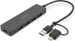 USB Hub SlimLine 4 θυρών με προσαρμογέα USB-C