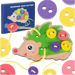 Ξύλινος σκαντζόχοιρος περαστής με κουμπιά – εκπαιδευτικό παιχνίδι για λεπτή κινητικότητα