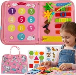 Kruzzel μανιπουλατίβο αισθητηριακό βιβλιαράκι montessori ροζ (μονόκερος) - 1 τεμ.