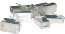 Θωρακισμένο βύσμα RJ45 κατηγορίας 6, καθολικό για μονόκλωνο και πολύκλωνο καλώδιο, 8P8C, 100 τεμ.