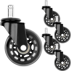 Λαστιχένιες ρόδες για καρέκλα γραφείου 63 mm, άξονας 11 mm, σετ 5 τμχ