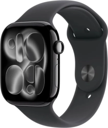 Apple Watch Series 11 GPS 46 mm αλουμινίου Onyx με μαύρο αθλητικό λουράκι M/L