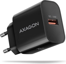 Επιτοίχιος φορτιστής δικτύου Axagon 18 W με γρήγορη φόρτιση QC 3.0, 1× USB-A, μαύρος