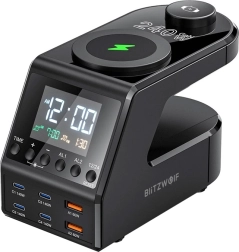 Ξυπνητήρι με σταθμό φόρτισης BlitzWolf BW-FW10, 2× USB‑A, 4× USB‑C, 240 W