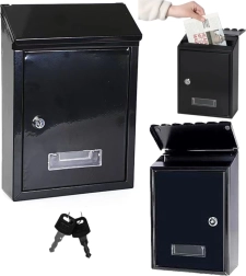 Γραμματοκιβώτιο από γαλβανισμένο ατσάλι, μαύρο 26,5 × 18,5 × 6,5 cm