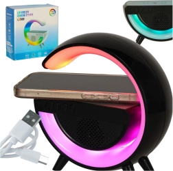 Λυχνάκι LED RGB με ασύρματη φόρτιση και ηχείο, μαύρο