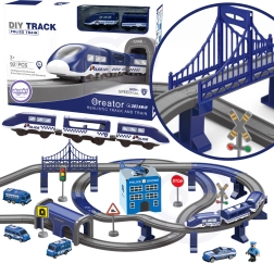 Ηλεκτρική αστυνομική σιδηροδρομική πίστα με αυτοκίνητα, 92 κομμάτια, 300 cm