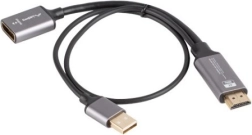 Προσαρμογέας HDMI (αρσενικό) σε DisplayPort (θηλυκό) 4K σε καλώδιο 20 cm, ασημί
