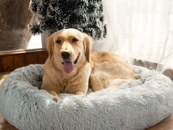 Λούτρινο κρεβατάκι για γάτες και μικρά σκυλιά 50 εκ. – Γκρι