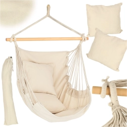 Βραζιλιάνικη κρεμαστή πολυθρόνα με υποπόδιο 130 cm μπεζ