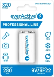 Επαναφορτιζόμενη μπαταρία everActive 9V 320 mAh Ni-MH έτοιμη για χρήση