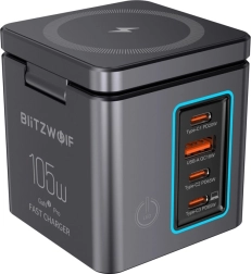 BlitzWolf GaN επιτοίχιος φορτιστής 105 W με USB-A, 3× USB-C και ασύρματη φόρτιση