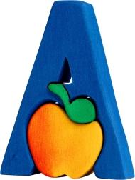 Fauna αλφαβήτα γράμμα Α – μήλο ξύλινο παζλ τοποθέτησης