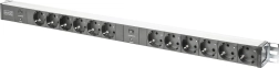 Ταινία τροφοδοσίας PDU 19" RACK, 12x πρίζα Schuko, 2x φις Unischuko 2 m, 16A, προστασία υπερφόρτωσης, προφίλ αλουμινίου
