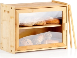 Διώροφο ψωμιέρα από μπαμπού με λαβίδα 40 × 20 × 31 cm