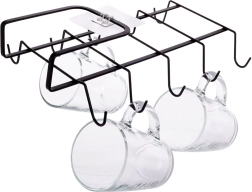 Μεταλλική κρεμάστρα για φλιτζάνια κάτω από ράφι, μαύρη