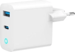 Γρήγορος φορτιστής USB‑A/USB‑C GaN 30 W με LED, PD και QC 3.0 – λευκός