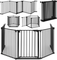 Παιδική και σκυλίσια πόρτα ασφαλείας ECOTOYS, 5 πάνελ, μεταλλική, μαύρη