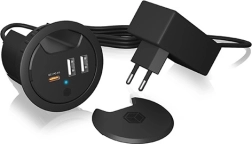 Επιτραπέζιος σταθμός φόρτισης IB-HUB1407, 2× USB‑A και 1× USB‑C για οπή 60 mm