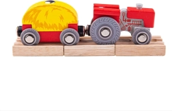 Bigjigs Rail κόκκινο τρακτέρ με βαγονέτο