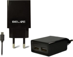 Φορτιστής πρίζας BELINE 2× USB με καλώδιο microUSB 2 A, μαύρος