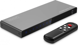DIGITUS διακόπτης HDMI 8K 5×1, 60 Hz (4:4:4), HDR, HDCP 2.3, με τηλεχειρισμό, μαύρο