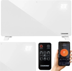 Γυάλινο ηλεκτρικό καλοριφέρ KAMINER Zelva 2500 W με Wi‑Fi και τηλεχειριστήριο