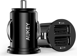 Aukey μίνι φορτιστής αυτοκινήτου 2× USB 24 W με τεχνολογία AiPower