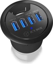 Επιτραπέζιο USB hub ICY BOX για διέλευση καλωδίων 60 mm, 4× USB 3.0