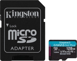 Κάρτα microSD 128 GB Kingston Canvas Go! Plus A2 U3 V30 με αντάπτορα