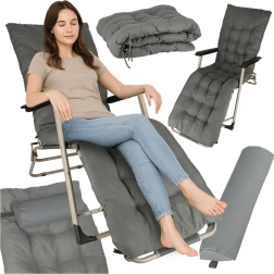 Σπαστή γκρι ξαπλώστρα κήπου με μαξιλάρι