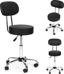 Περιστρεφόμενος σκαμπό με πλάτη, ρυθμιζόμενο καθ’ ύψος, μαύρο MODERNHOME