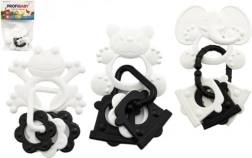 Οδοντοκρίφτης ζωάκια με κρεμαστά στολίδια, ασπρόμαυρος, 9 εκ.