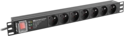 Rack PDU τροφοδοσίας 19" 1U, 7 πρίζες, 16 A, προστασία υπέρτασης, καλώδιο 2 m – LANBERG
