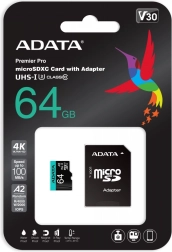 Κάρτα microSD Premier Pro 64 GB UHS-I U3 V30 A2 + αντάπτορας SD
