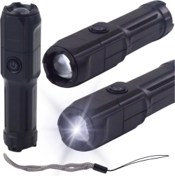 Φακός LED με ζουμ, 3 λειτουργίες, φόρτιση μέσω USB, μαύρος