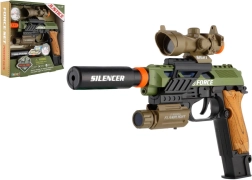 Πλαστικό πιστόλι με φως και ήχο με μπαταρίες και αξεσουάρ