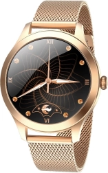Smartwatch Fit FW42 χρυσό γυναικείο έξυπνο ρολόι με μεταλλικό μιλανέζικο μπρασελέ
