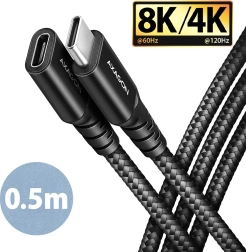 AXAGON καλώδιο επέκτασης USB‑C σε USB‑C 0,5 m, 20 Gbps, 240 W, πλεκτό, μαύρο