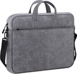 Γκρι τσάντα για laptop 15,6″ από οικολογικό δέρμα