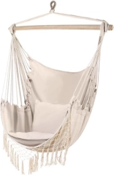 Κρεμαστή βραζιλιάνικη πολυθρόνα με μαξιλάρια Gardlov – Μπεζ