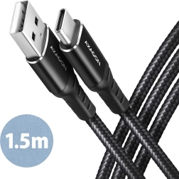 Καλώδιο USB-C - USB-A Axagon 1.5m, αλουμίνιο, νάιλον πλέξη
