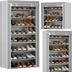 Ράφι παπουτσιών 8 επιπέδων με ανθεκτικό στη σκόνη κάλυμμα – γκρι