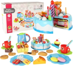 Γενέθλια τούρτα κοπής με βέλκρο, σετ 80 τεμαχίων – μπλε