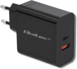 Φορτιστής Qoltec 63W με USB-C PD και USB QC 3.0 μαύρος