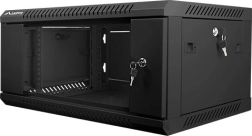 Επιτοίχιο 19" ντουλάπι εγκατάστασης 4U 600×450 mm με γυάλινη πόρτα – μαύρο
