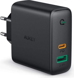 Επιτοίχιος φορτιστής AUKEY PA-D3 2×USB με Power Delivery 60 W